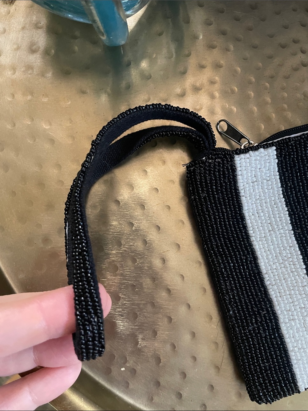 BOUTIQUE Black & White Beaded Stripe Wristlet with Silver Star - Picture 4 of 10